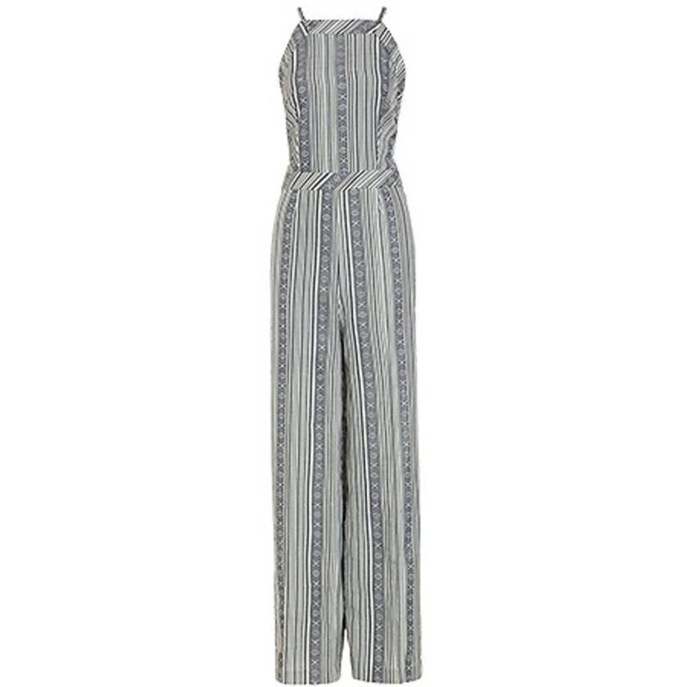Line & Dot Deep V Jumpsuit - Mojave Stripe - Small